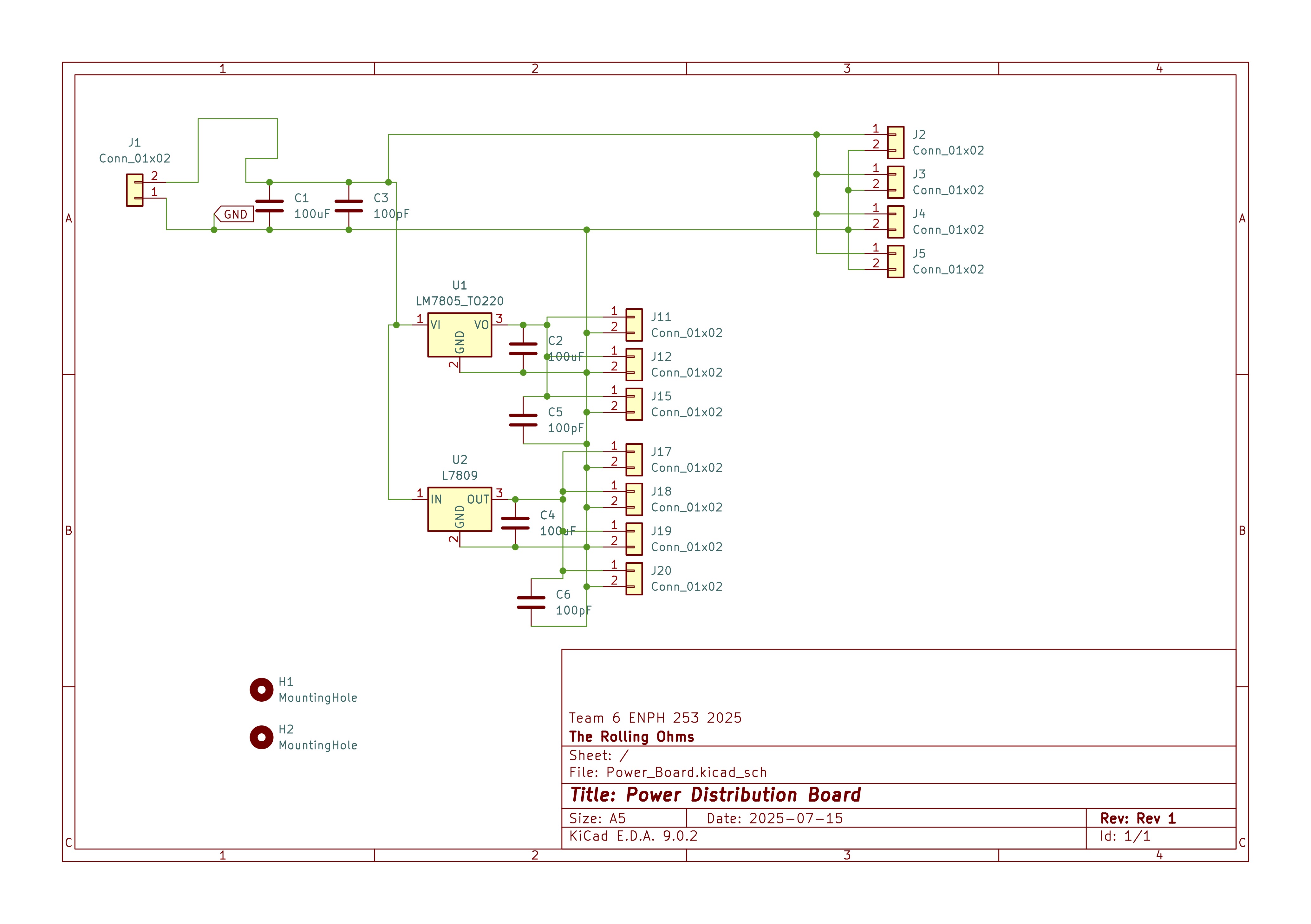 Power distribution PCB schematic sheet